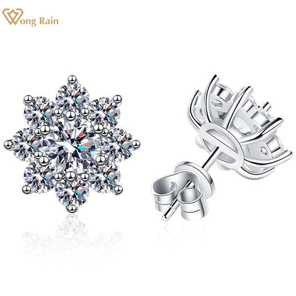 Wong Rain 925 Sterling Silver 5MM Real D Color GRA Moissanite Diamonds Zircon Wedding Engagement Stud Earrings Fine Jewelry