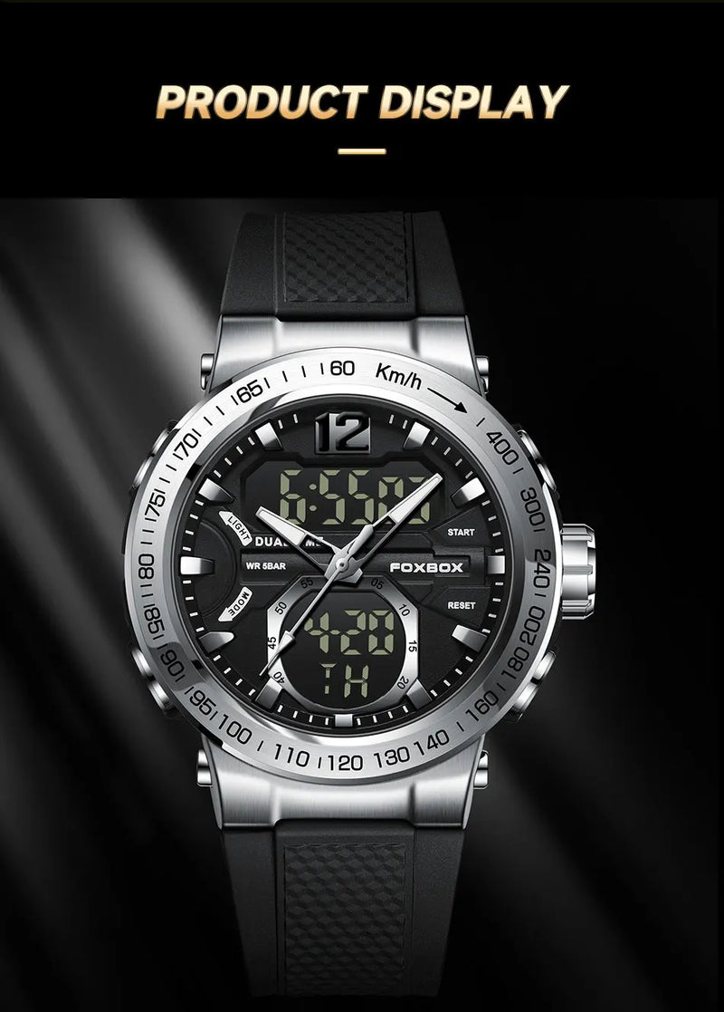 Men's Luxury Digital Analog Sport Watch with Dual Display, Original Quartz Movement, Waterproof.