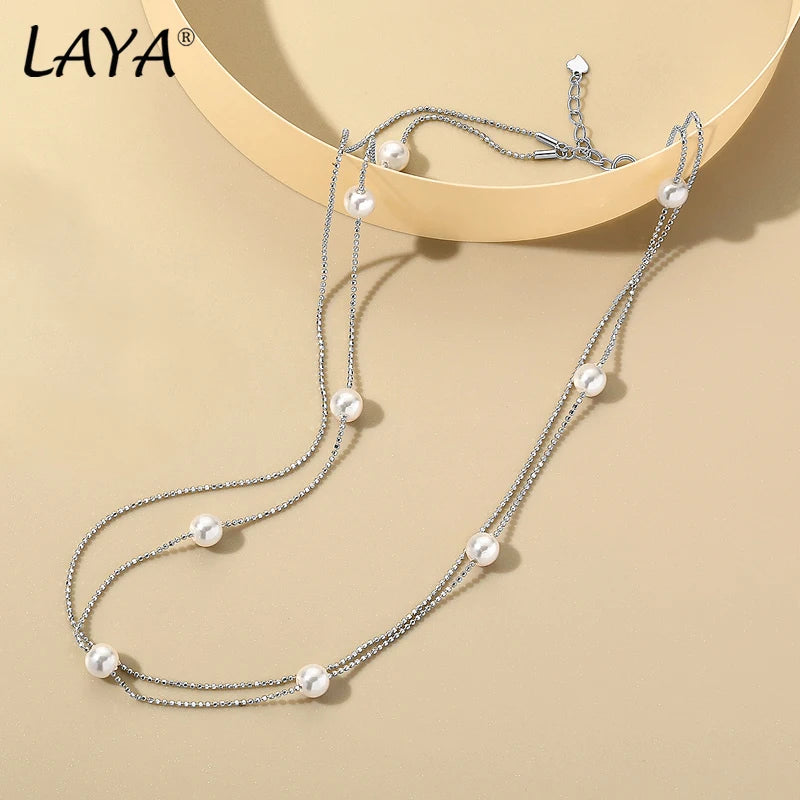 Sterling Silver Pearl Pendant Choker Necklace for Women