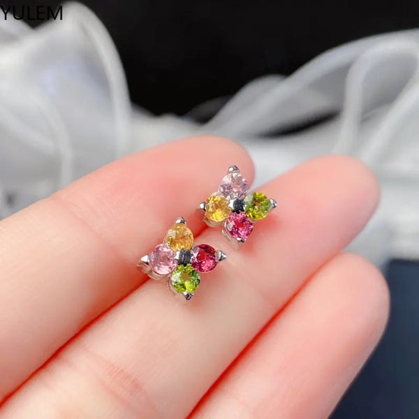 Sterling Silver Tourmaline Stud Earrings for Women