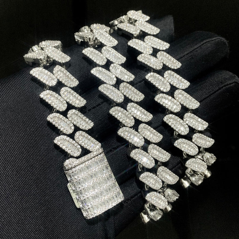 Silver Plated 16MM Cubic Zirconia Iced Out Cuban Link Chain for Men