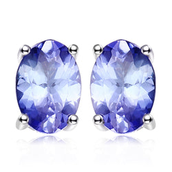 925 Sterling Silver 1ct Oval Tanzanite Stud Earrings for Women