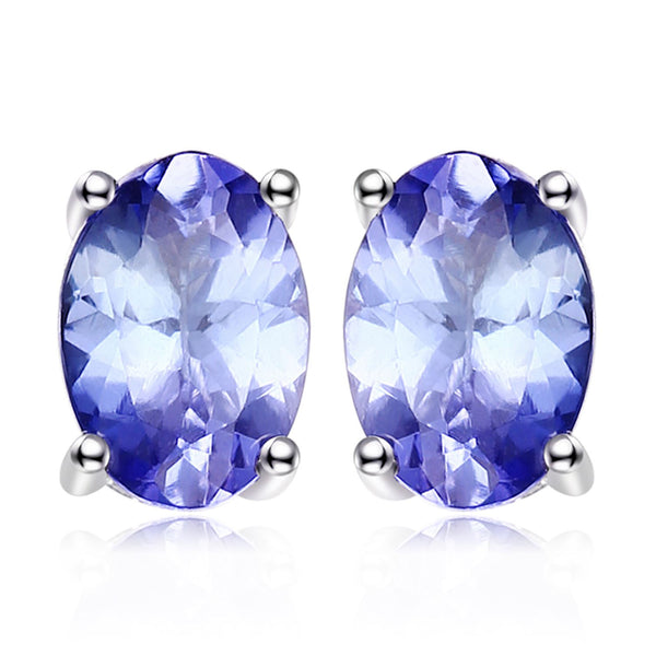 925 Sterling Silver 1ct Oval Tanzanite Stud Earrings for Women