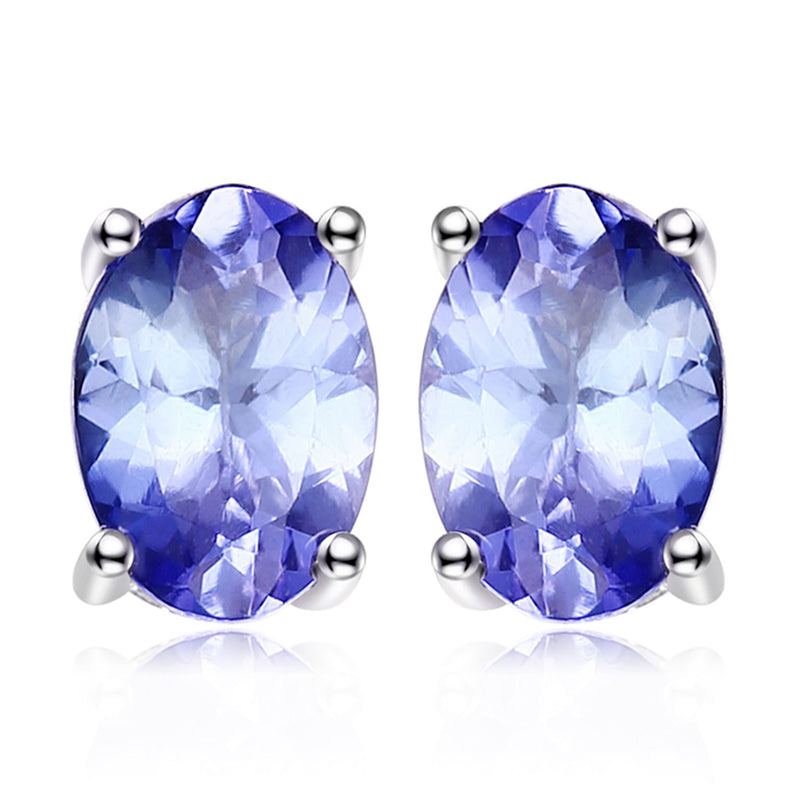 925 Sterling Silver 1ct Oval Tanzanite Stud Earrings for Women