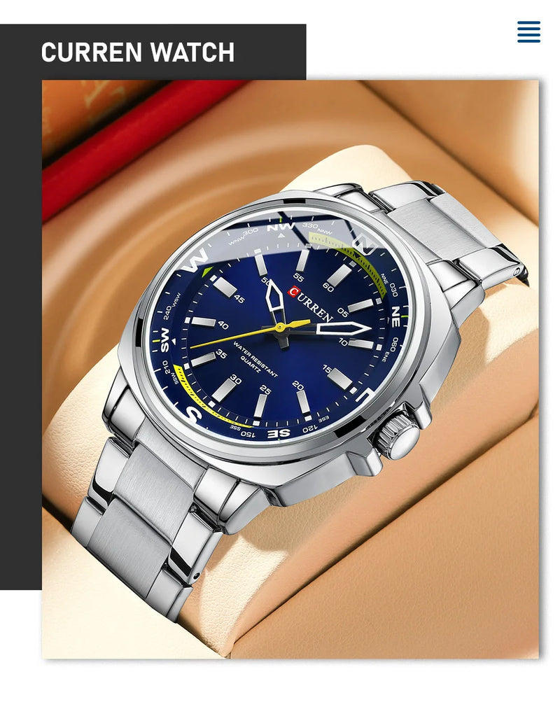 Stainless Steel Quartz Round Watch for Men