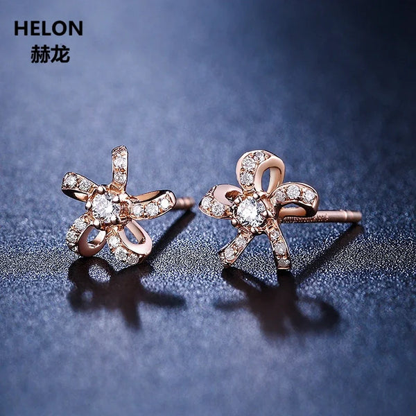 14k Rose Gold 0.15ct Diamond Stud Earrings for Women