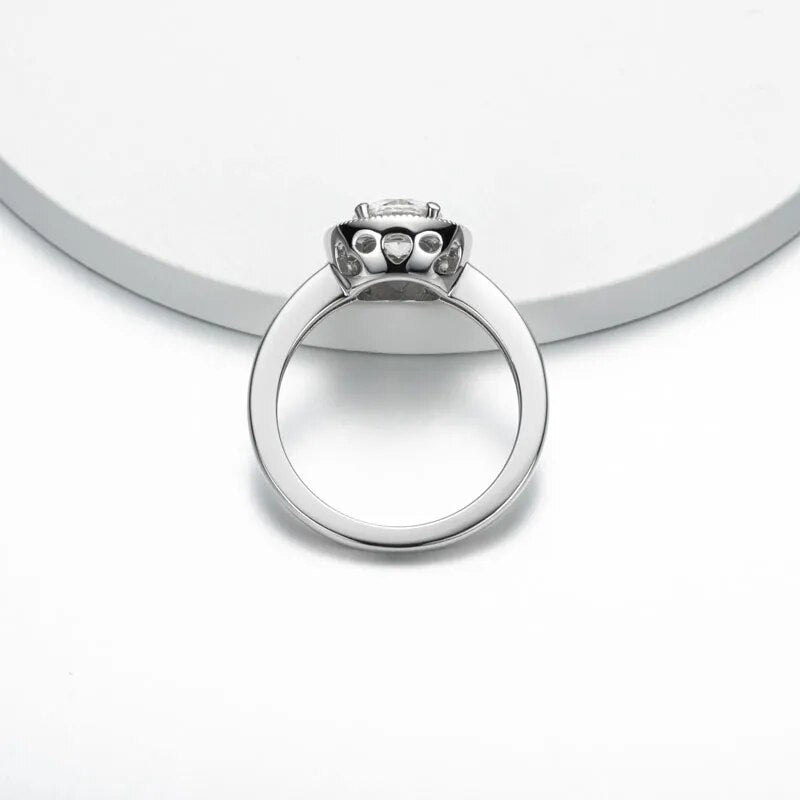 925 Silver 1ct Moissanite Engagement Ring for Women