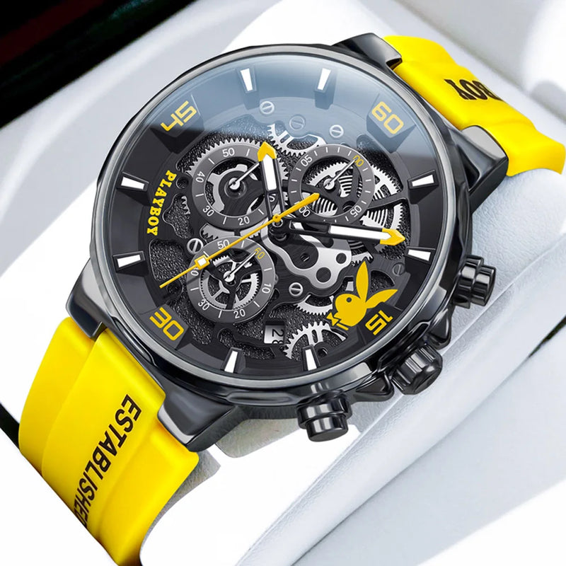 Stainless Steel Silicone Luxury Waterproof Luminous Watch for Men