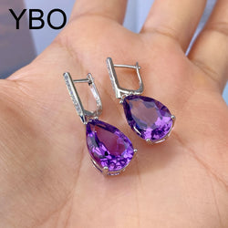 925 Sterling Silver Natural Gemstone Inlay Dangle Earrings for Women