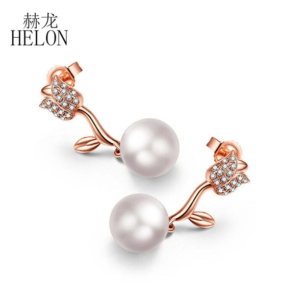 14K Rose Gold Water Pearls Stud Earrings for Women