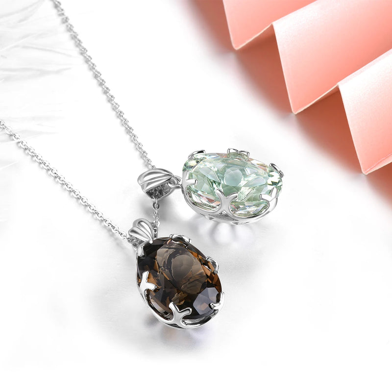 Sterling Silver Smoky Quartz Pendant 11 ctw for Women