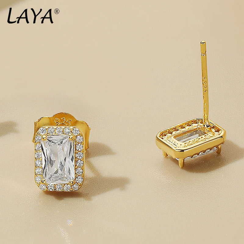 18K Gold Sparkling Zircon Stud Earrings for Women