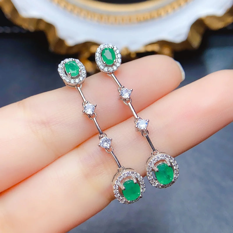 Sterling Silver 4*5mm Emerald Earrings for Women