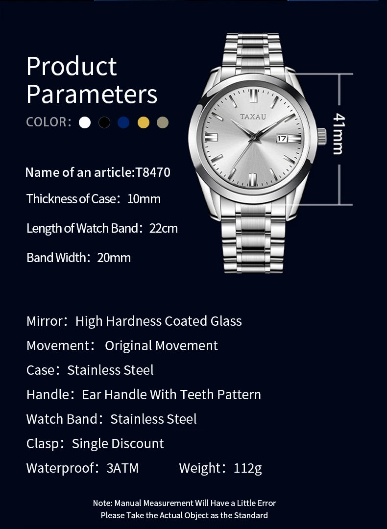 Stainless Steel Casual Quartz Watch for Men