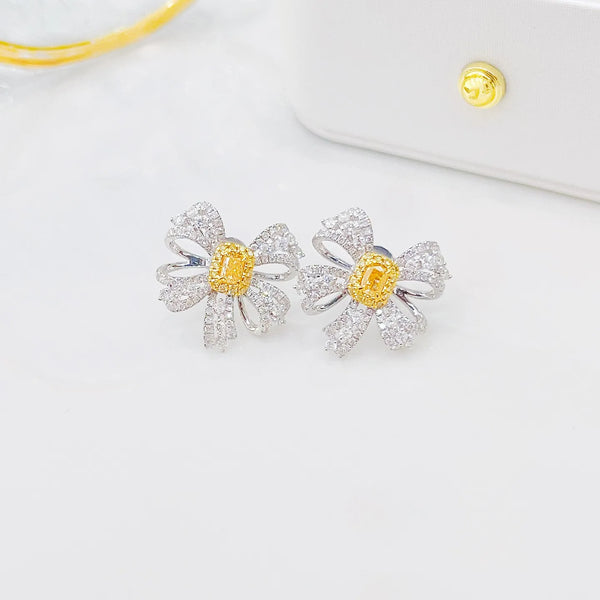 YMFine Jewelry 18K Gold 0.36ct Yellow Diamonds Gemstones Female Drop Earrings for Women Fine Earrings