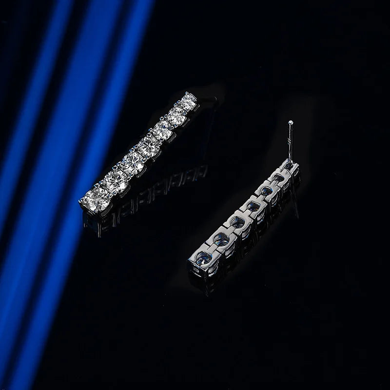 925 Sterling Silver Moissanite Diamonds Drop Dangle Earrings