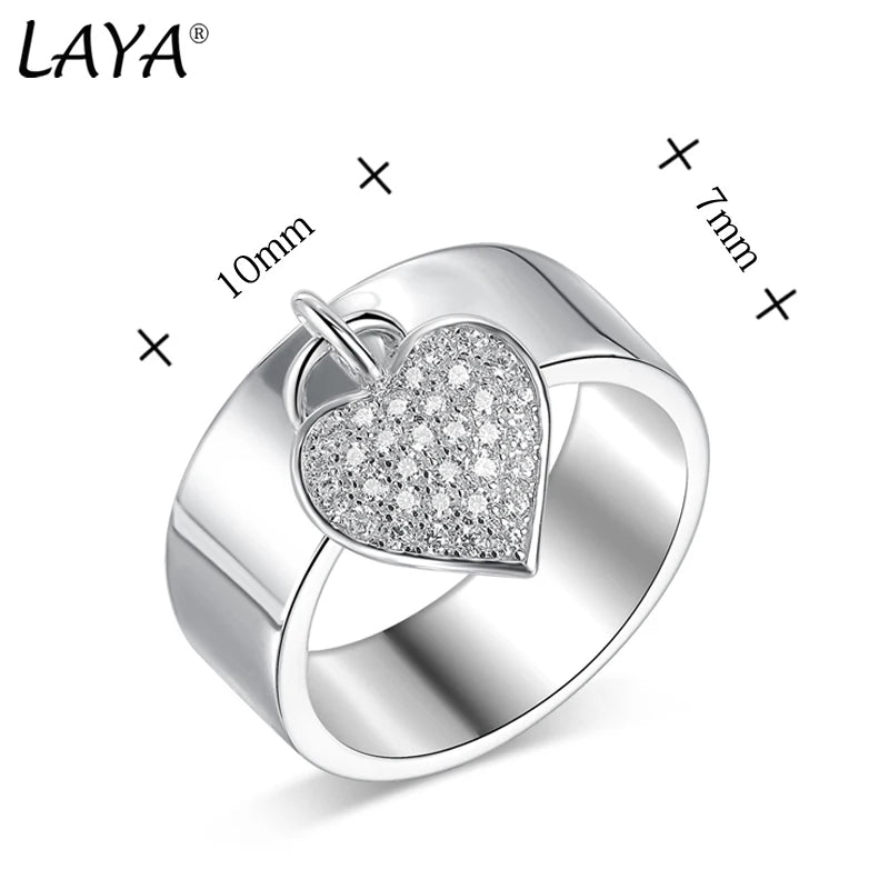 925 Sterling Silver Heart Zircon Dangle Ring for Women