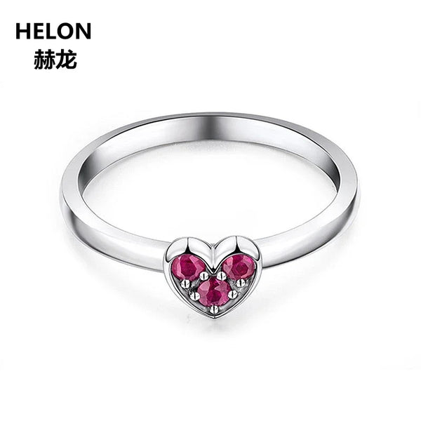 14k White Gold Red Ruby Ring for Women