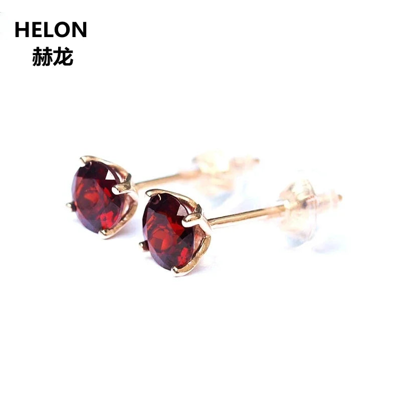 18k Rose Gold 1.60ct Garnet Stud Earrings for Women