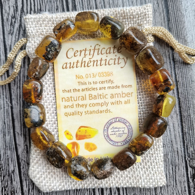 Sterling Silver Natural Amber Bracelet for Unisex