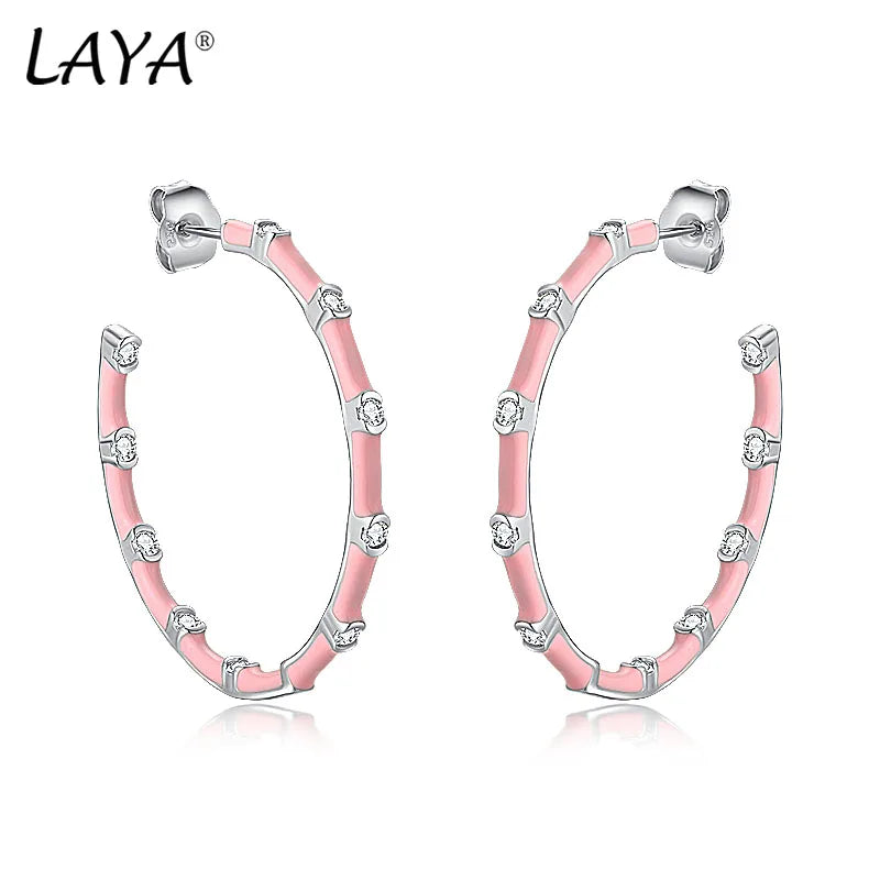 925 Sterling Silver Sparkling Zircon Hoop Earrings for Women