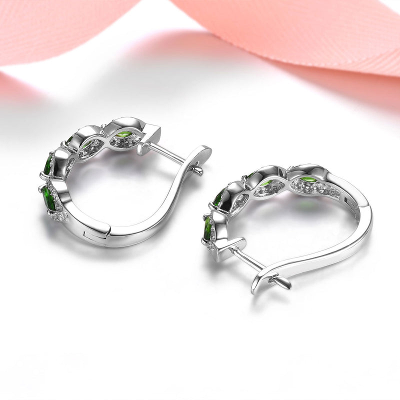 Sterling Silver Chrome Diopside 1.80ct Hoop Earrings for Women