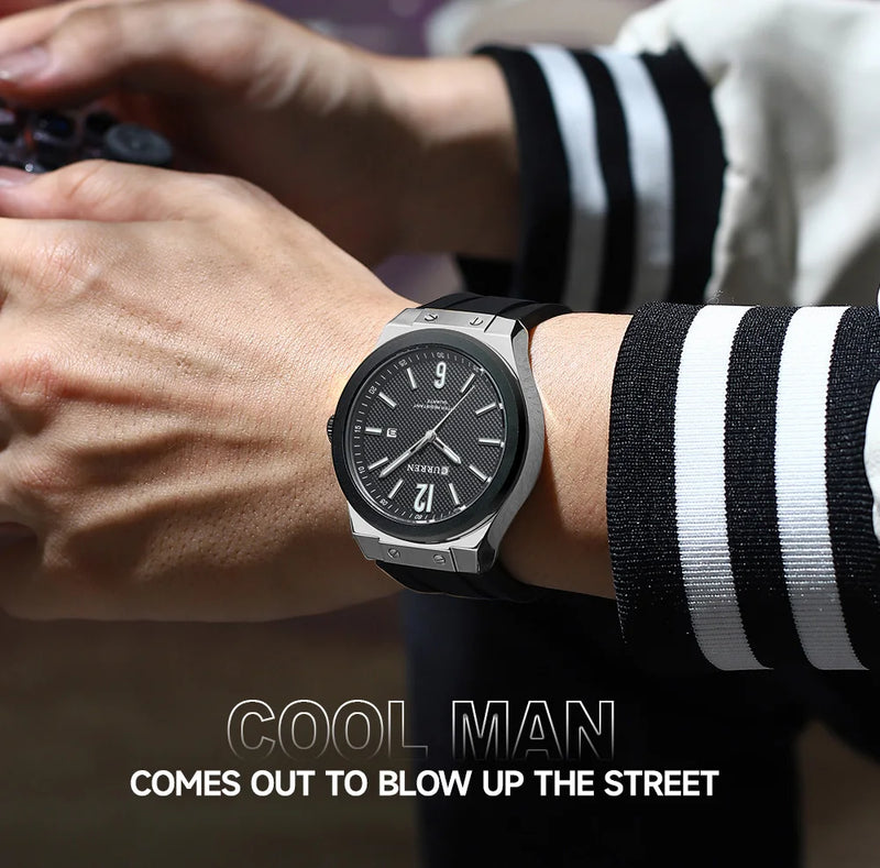 Silver Silicone Sport Wristwatch for Men