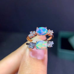 Sterling Silver 925 Natural Opal Ring for Women