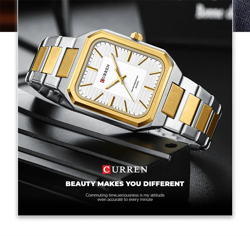 Stainless Steel Rectangle Sport Watch for Men