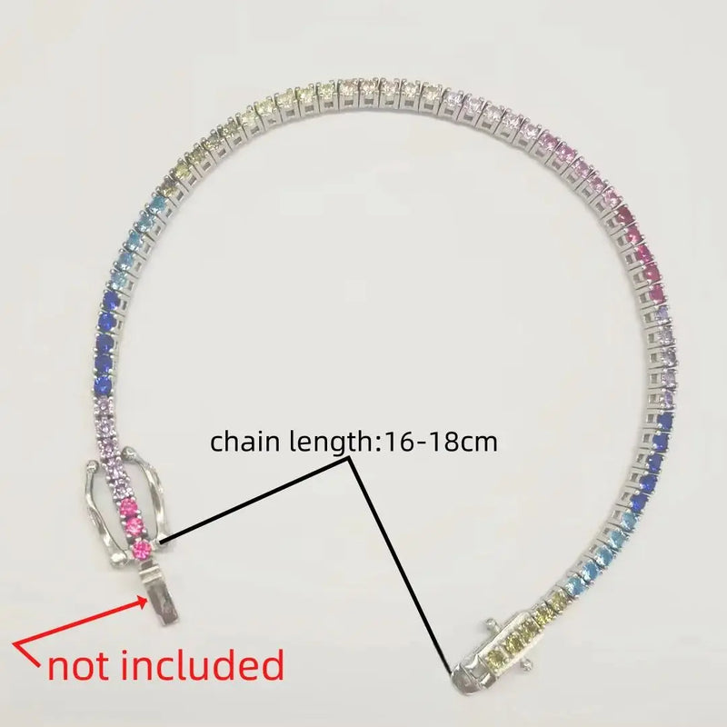 925 Sterling Silver Colorful Zircon Tennis Bracelet for women