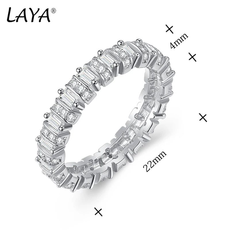 Sterling Silver Stacking Rings Thin Shiny Zircon White Solid Bands for Women