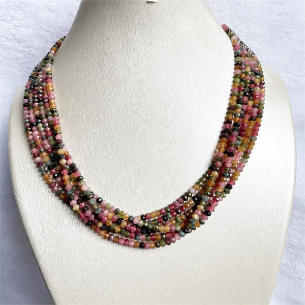 4mm Tourmaline Beaded Choker Necklace