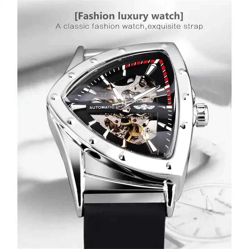 Stainless Steel Transparent Skeleton Wrist Watch for Men