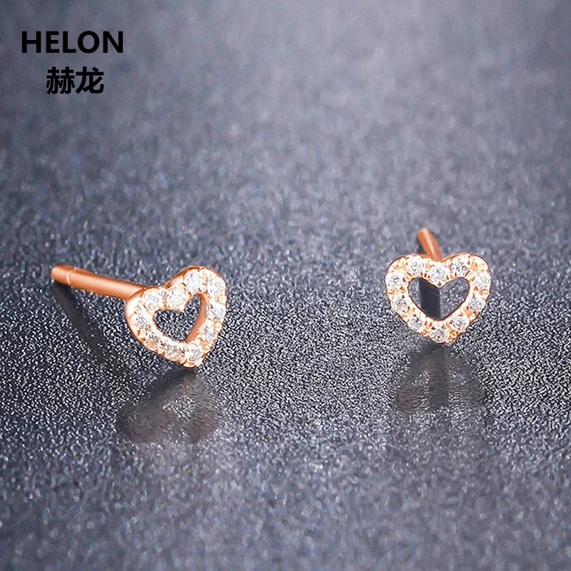 14k Rose Gold Natural Diamond Stud Earrings for Women