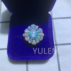 Sterling Silver Opal Flower Ring for Girl