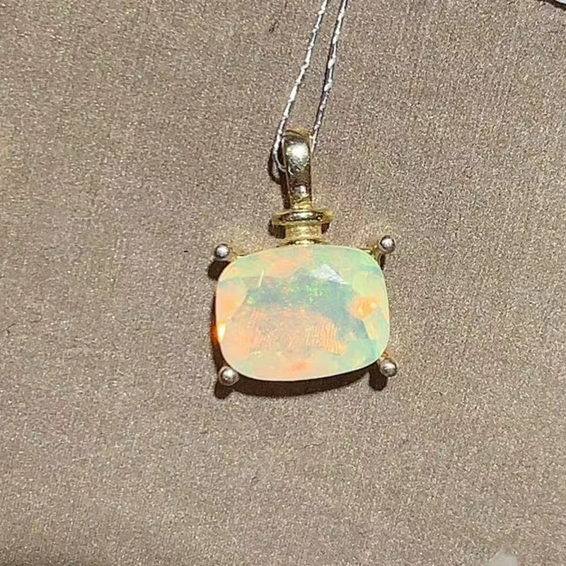 Sterling Silver Natural Opal Pendant for Women