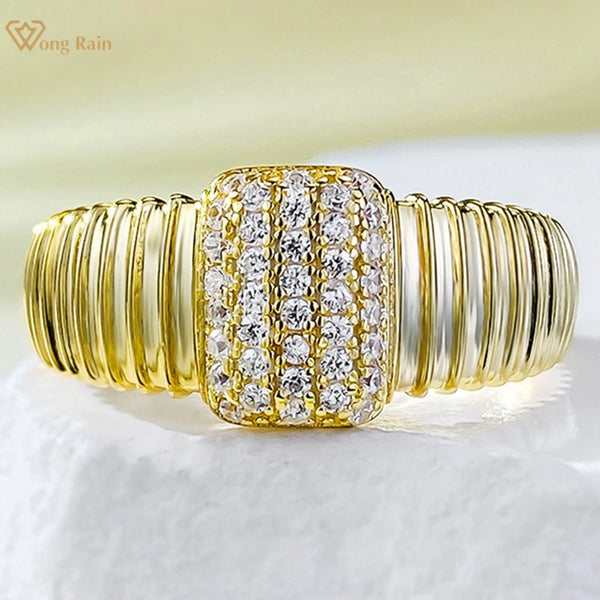 Wong Rain Vintage 18K Gold Plated 925 Sterling Silver Lab Sapphire Gemstone Ring For Women Fine Jewelry Party Gifts Wholesale