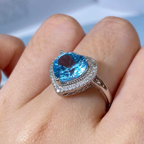 Sterling Silver Blue Topaz Ring for Women