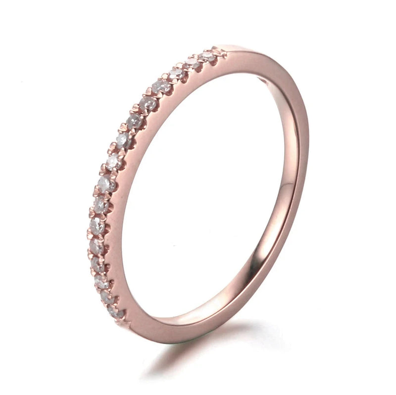 14K Rose Gold Diamond Delicate Ring for Lady