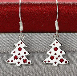 Sterling Silver 28MM Christmas Tree Earrings for Women