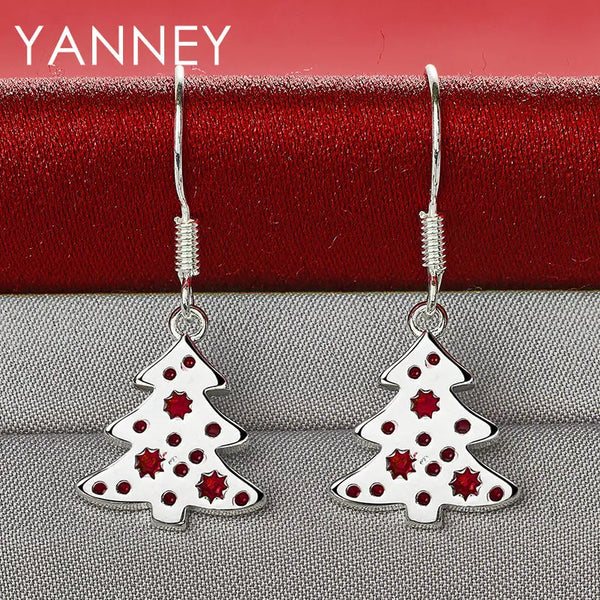 Sterling Silver 28MM Christmas Tree Earrings for Women