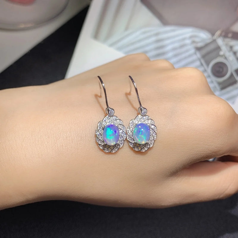 Sterling Silver Natural Opal Earring for Women