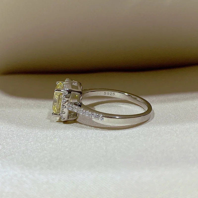 925 Silver Princess Square Diamond Ring