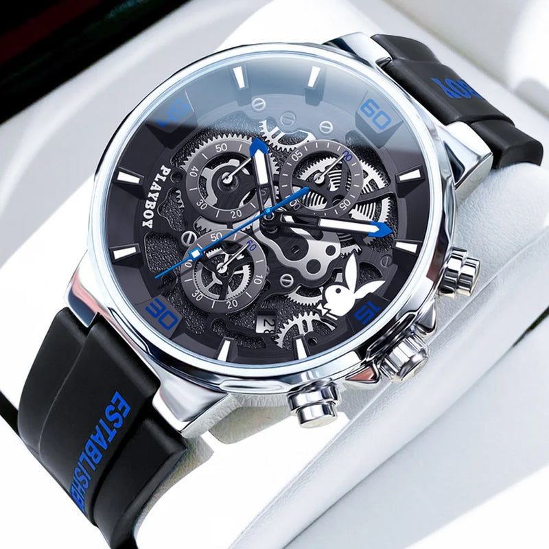 Stainless Steel Silicone Luxury Waterproof Luminous Watch for Men