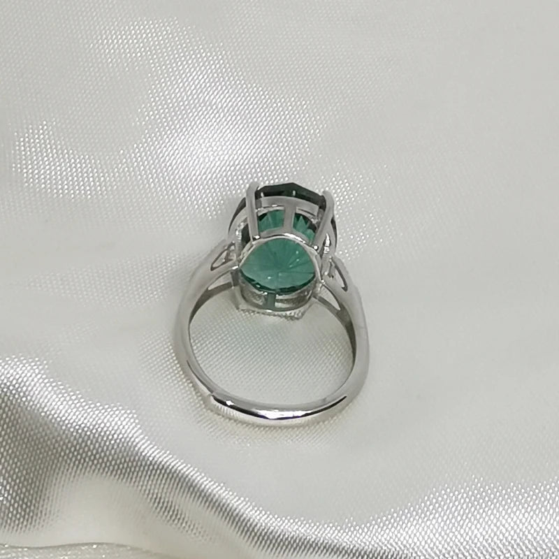 Sterling Silver Green Crystal Ring for Women