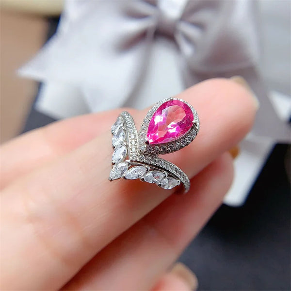 Sterling Silver Pink Topaz Ring for Women