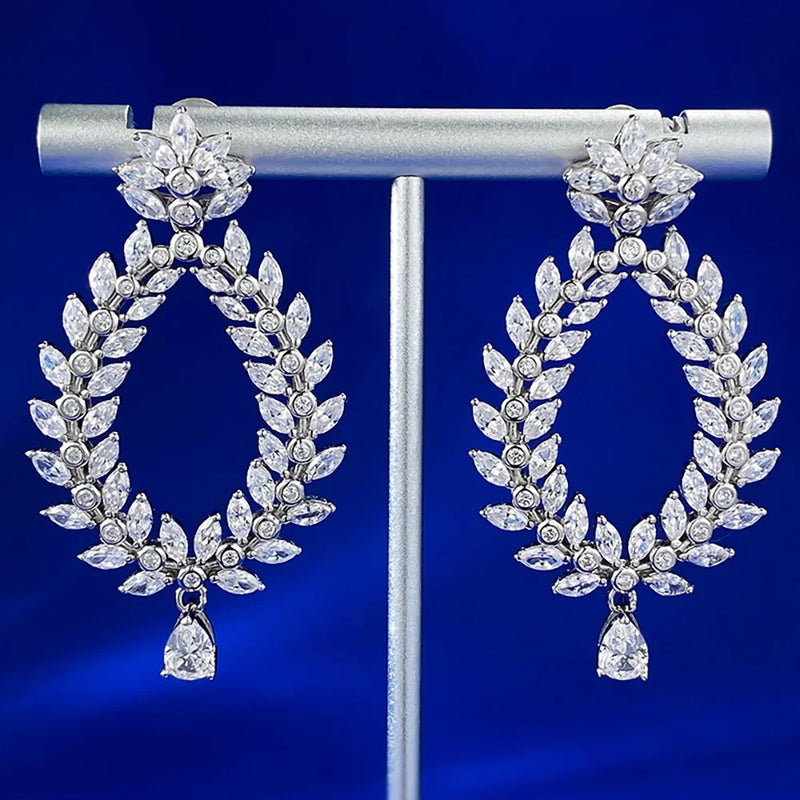 Sterling Silver Lab Diamond Drop Dangle Earrings for Women