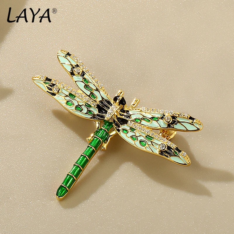 925 Sterling Silver Dragonfly Brooch with Colorful Enamel for Women