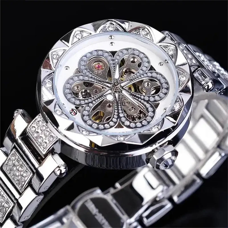 Stainless Steel Flower Swiss-Made Watch for Lady