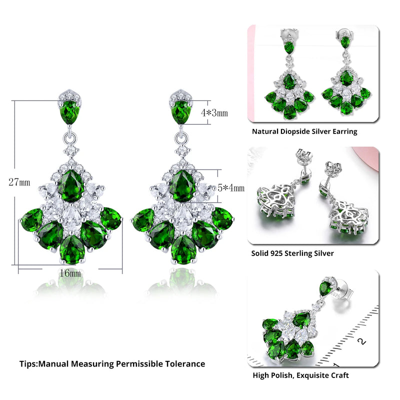 Sterling Silver 5.50 Carat Diopside Earrings for Women